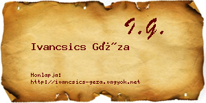 Ivancsics Géza névjegykártya