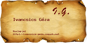 Ivancsics Géza névjegykártya